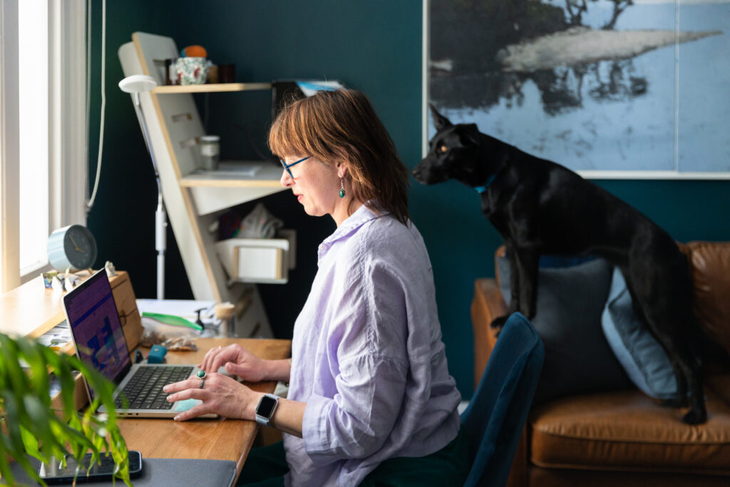 Psychologist working quietly at desk representing private professional performance